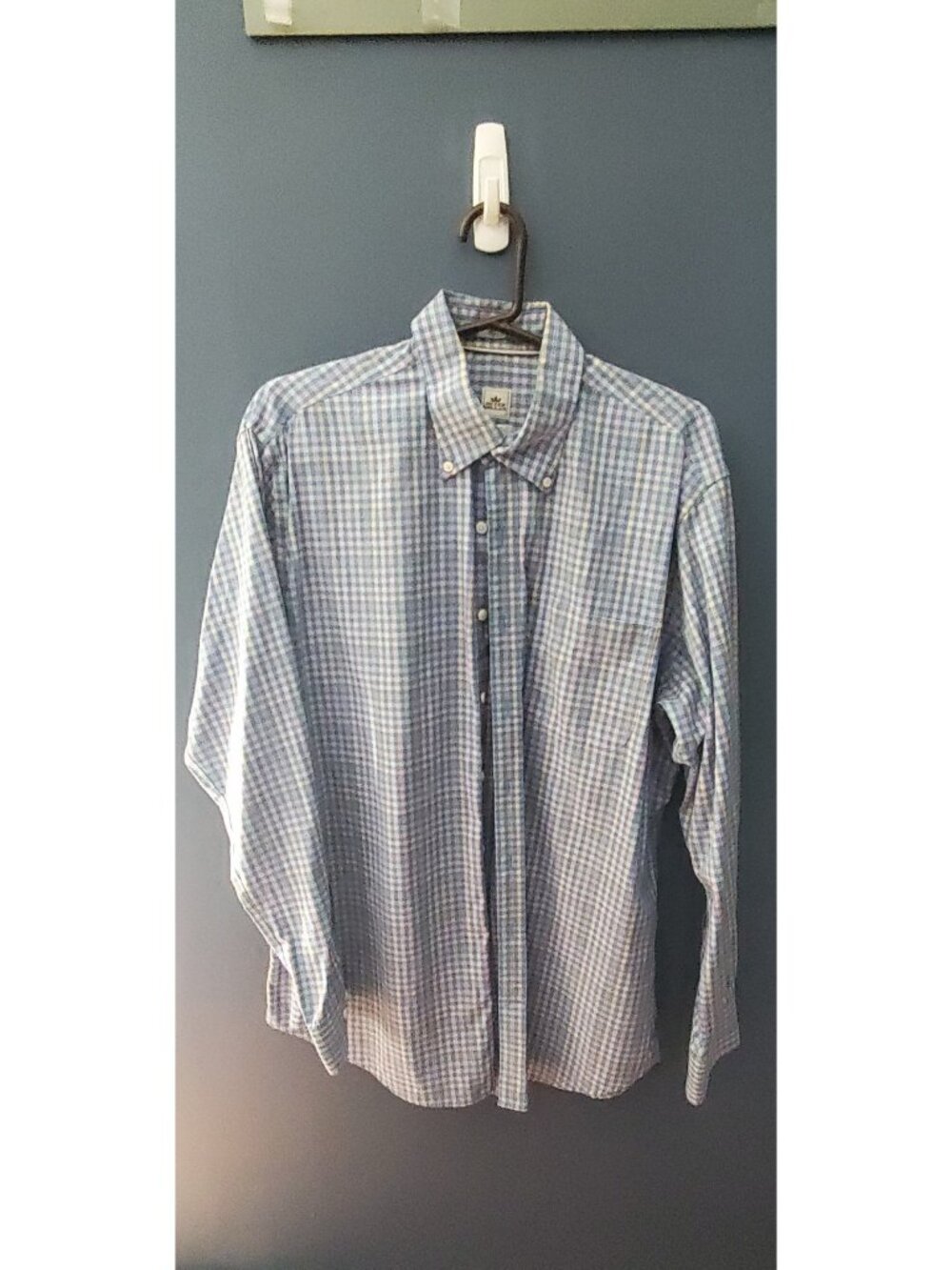Peter Millar Men’s Cotton Plaid Button-Down Shirt Blue/Light Blue/Pink • Large